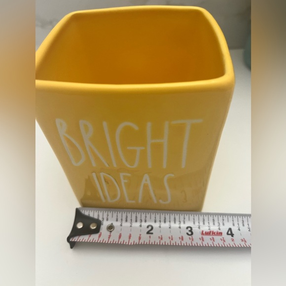 Like new used Rae Dunn “BRIGHT IDEAS” yellow pencil pen holder desk accessory. - Picture 7 of 7